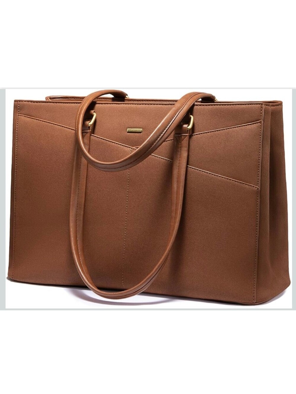 LOVEVOOK Cognac Brown Laptop Tote Work Bag Shoulder Purse Organizer